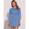 INSPIRE CHIC Women's 3/4 Sleeve Button Down Denim Shirt Dress - 2 of 4