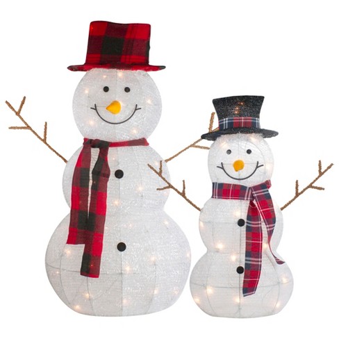 Northlight Lighted Tinsel Snowmen Family Christmas Yard Decorations ...