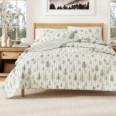 Great Bay Home Rustic Lodge Trees Reversible Quilt Set With Shams