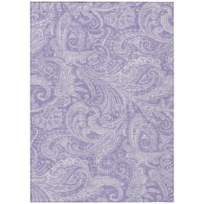 Lavender Purple And Ivory Paisley Washable Indoor Outdoor Area Rug