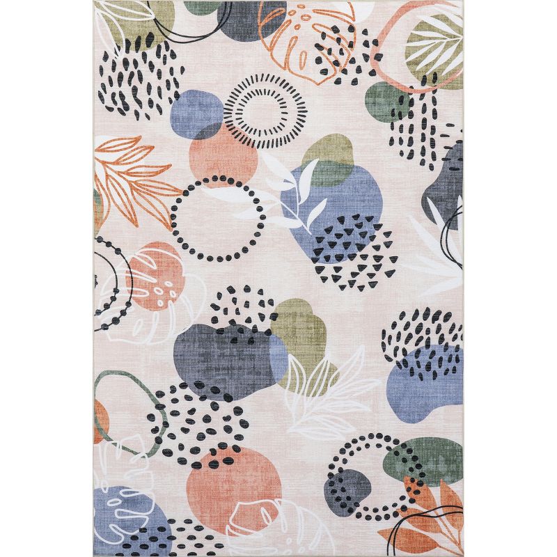 nuLOOM Delmy Abstract Floral Indoor/Outdoor Machine Washable Area Rug, 1 of 10