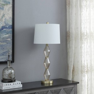 29.5" Emil Modern Geometric Glass Table Lamp Brushed Gold - Ore International: Ambient Light for Living Room, Piano - 1 of 4