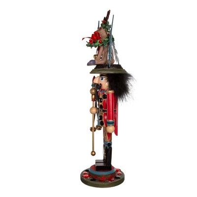 18-Inch Multicolored Wooden Nutcracker with Deer Hat