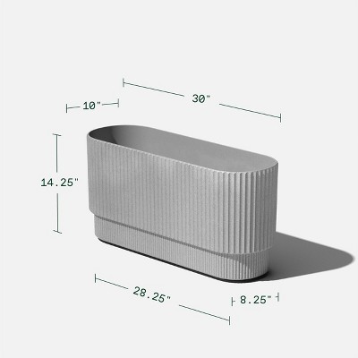 Demi 30" Gray Concrete-Composite Long Planter Set