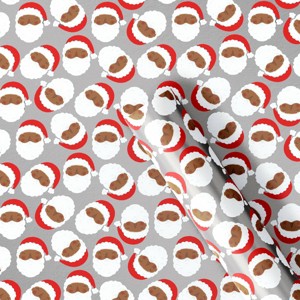 30” 25 sq ft Christmas Roll Wrap Dark Skin Tone Santa - Wondershop™ - 1 of 3