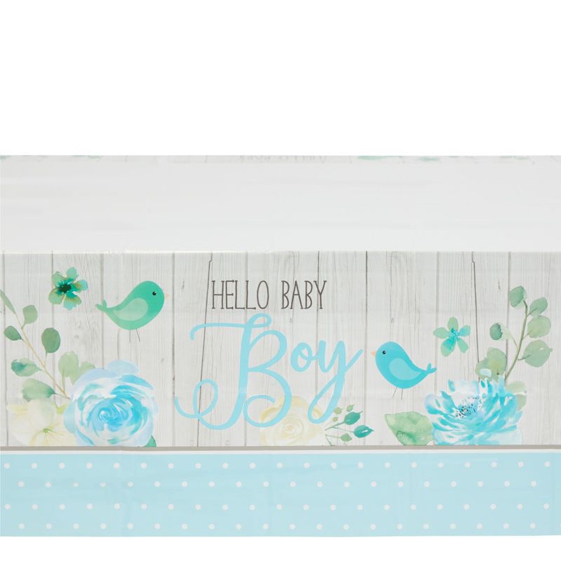 Blue Panda 3 Pack Plastic Tablecloths for Boys Baby Shower Party Supplies, Hello Baby Boy (54 x 108 In), 4 of 6
