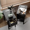 VECELO Wooden Sides Tables, Narrow Nightstands Square Side Tables with USB Ports & 2 Drawers 19.6" L x 11.8" W x 23.6" H - 2 of 4