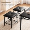 Dining Table Set for 4 with Upholstered Benches and Square Stools, Metal & Wood Dining Table - 4 of 4