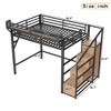 Lycvki Black Metal Loft Bed Frame with Storage Stairs, Shelves and Built-in Wardrobe - 4 of 4