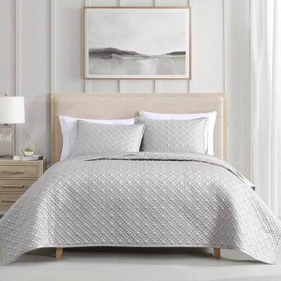Riverbrook Home 3pc Queen Noble Tencel Coverlet Set Silver: Luxurious Woven Lyocell, Machine Washable