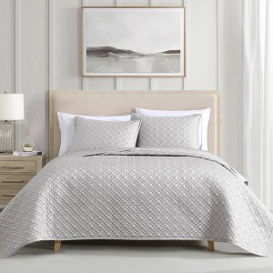 Riverbrook Home 3pc Queen Noble Tencel Coverlet Set Silver: Luxurious Woven Lyocell, Machine Washable - 1 of 4
