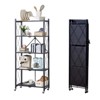 5 Tiers Folding Storage Rack with Wheels, Kitchen Storage Shelves for Storage Books Kitchenware Collections - 2 of 4