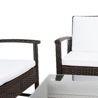 Krissy Brown and White Rattan 3-Piece Outdoor Living Set