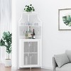 Jojoka 61'' Tall Corner Bar Cabinet with Adjustable Shelves, 5-Tier Industrial Bar Cabinet with Glass Holder, Gold - 3 of 4