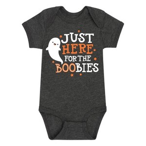 Boys' - Instant Message - Just Here For The Boobies Baby One Piece - 1 of 4