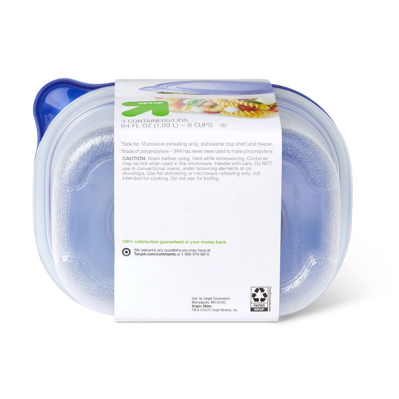 Snap and Store Medium Rectangle Food Storage Container - 3ct/64 fl oz - up &#38; up&#8482;, 3 of 4