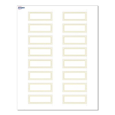 Avery Labels, 1" x 2-5/8", Matte White, Gold Border w/ Gold Dots, 160ct