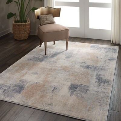Modern Abstract Beige & Grey Synthetic Area Rug 3'11" x 5'11"