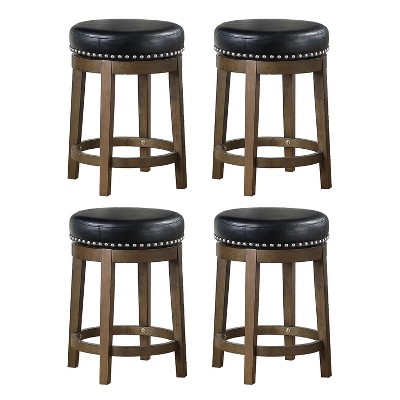 Lexicon Whitby 25 Inch Counter Height Round Swivel Seat Stool, Black (4 Pack)