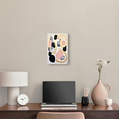 Gold and Pink Abstract Shapes Canvas Wall Art, 15" x 10"