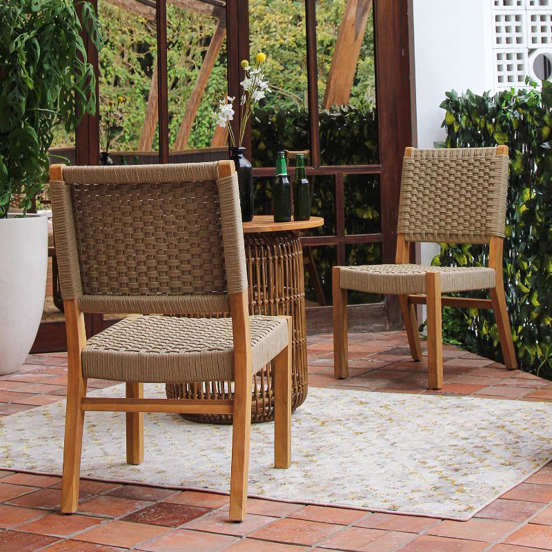  Cambridge Casual Zephyr 2pc Teak Wood Outdoor Dining Chair, 2 of 14