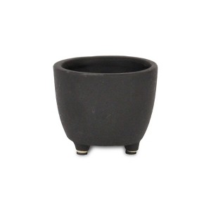 Cheung's Parlo Raised Textured Round Ceramic Pot- Small - Dark Gray - 1 of 3
