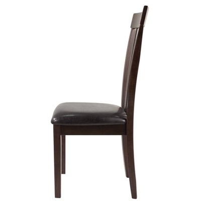 Transitional Dark Brown Leather Upholstered Side Chair with Wood Slat