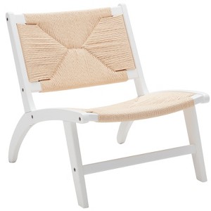 Grungis 28.3"H Modern Boho Dining Chairs,Mid Century Accent Chair with Woven Weave Paper Rope Seat,Dining Chair for Kitchen,Wood+White - 1 of 4