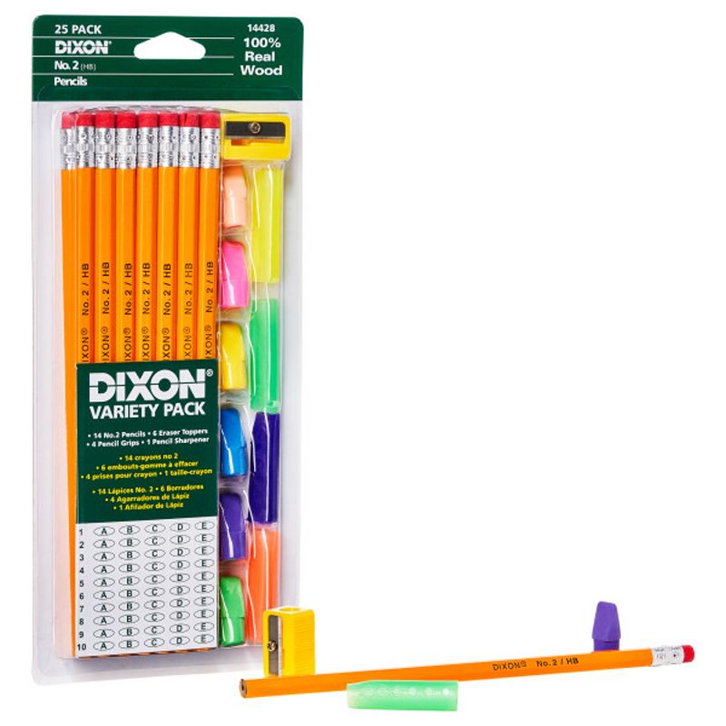 Dixon® Variety Pack, #2 Pencils, Erasers, Pencil Grips Set, 6 Sets, 2 of 3