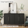 Lyngins Sideboard Buffet Cabinets with 4 Doors Metal Handles,Metal Legs,Corrugated Fluted Coffee Bar Cabinets,Credenzas for Kitchen,Entryway - 2 of 4