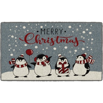 Brumlow Mills Penguin Christmas Holiday Rug, 1'8" x 2'10", Gray
