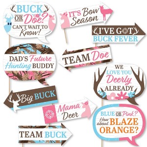 Big Dot of Happiness Funny Buck or Doe - Hunting Gender Reveal Party Photo Booth Props Kit - 10 Piece - 1 of 4
