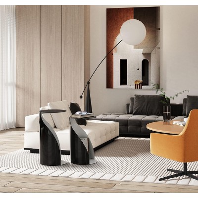 Whiteline Modern Living Willie Large Side End Table, Black/White