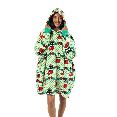 Green Hello Kitty & Friends Christmas Hooded Wearable Blanket