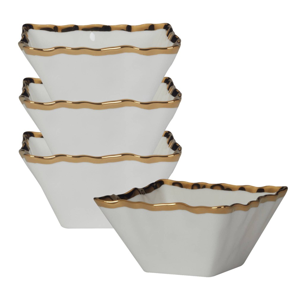 Certified International Set of 4 14oz Regency Square Snack Bowls Gold