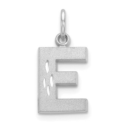 Black Bow Jewelry 14k White Gold, Julia Collection, Small Satin Block Initial E Pendant
