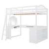 Full Size Wooden Loft Bed with U-shaped Desk and Tri-fold Mirror - 3 of 4