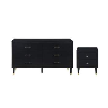 2pc Stanton Modern 6 Drawer Dresser and 2 Drawer Nightstand Set - Manhattan Comfort