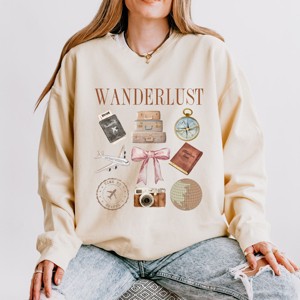 Simply Sage Market Wanderlust Travel Collage Lightweight Garment Dyed Sweatshirt - 1 of 4