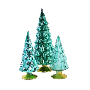 Cody Foster 7.0 Inch Small Teal Hue Trees Christmas Easter Village Decor Decorate Mantle Tree Sculptures - 1 of 3