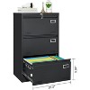 3-Drawer File Cabinet with Lock, Black Metal Lateral Filing Cabinet, Wide Storage Drawer for Home Office, Legal/Letter/A4/F4 Files - 2 of 4
