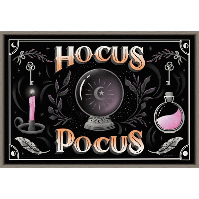 Hocus Pocus Halloween Black Canvas Framed Wall Art Print 23 x 16