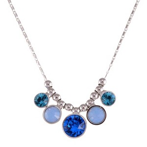 Anna-Kaci Women's Zigzag Blue Crystal Pendant Necklace, Modern Design with Adjustable Chain, Perfect for Casual and Formal Wear - Zigzag - 1 of 4