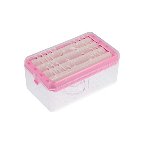 Unique Bargains Plastic Soap Dish Keep Soap Dry Soap Cleaning Storage Drill  Free Soap Holder for Home Bathroom Kitchen 1 Pc Pink