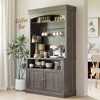 COZONY 72" Tall Coffee Bar Cabinet with LED Lights, Farmhouse Buffet Cabinet with Storage, Wine Rack & Microwave Stand for Kitchen Dining Room - 4 of 4