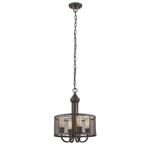 Chloe Lighting Ironclad Industrial-Style 4 Light Rubbed Bronze Ceiling Pendant 16" Wide - 1 of 3