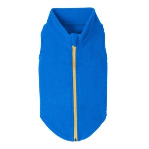 Gooby Zip Up Fleece Dog Sweater Blue, 2X - 1 of 2
