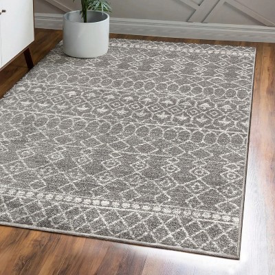 Gray and Ivory Moroccan Beni Souk Area Rug