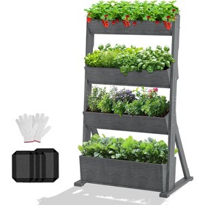 DoCred Vertical Wooden Raised Garden Bed – 4-Tier & 5-Tier Freestanding Planter Stand for Indoor & Outdoor Flowers, Herbs, and Vegetables - 1 of 4