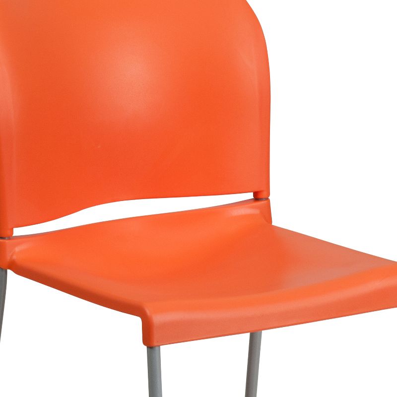 Emma and Oliver Home and Office Guest Chair Orange Full Back Contoured Sled Base Stack Chair, 6 of 13